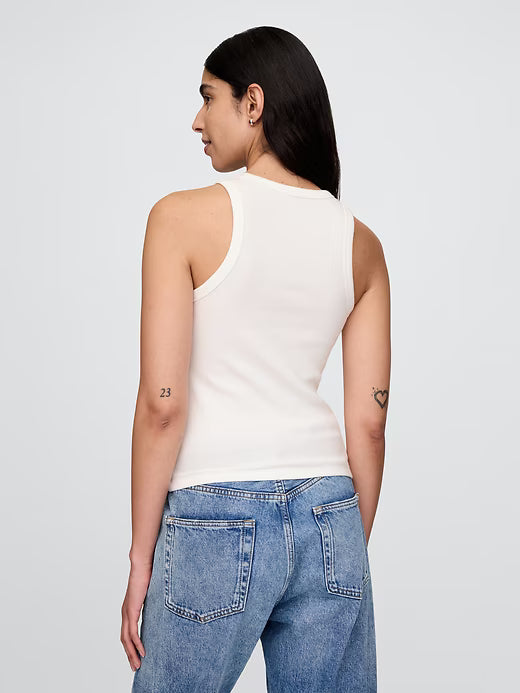 GAP Moderna camiseta sin mangas con cuello halter y canalé