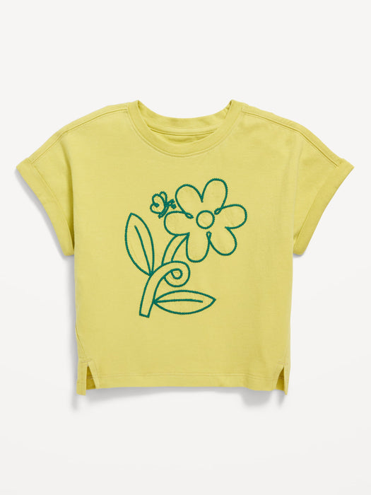 OLD NAVY Camiseta estampada de manga murciélago corta para niñas pequeñas