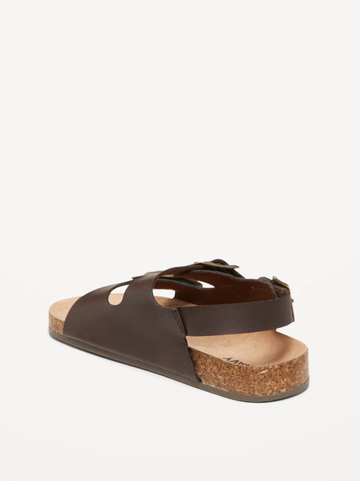 Sandalias de doble tira de piel sintética para niños pequeños