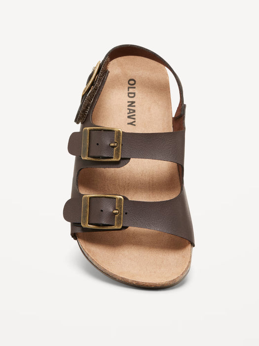 Sandalias de doble tira de piel sintética para niños pequeños