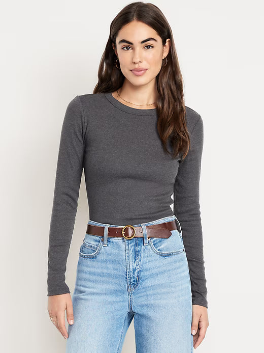 OLD NAVY Camiseta ajustada de manga larga con cuello redondo