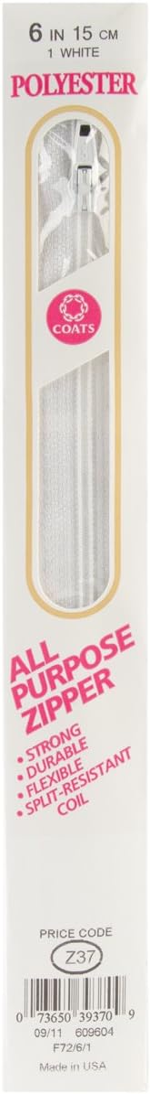 Coats Thread & Zippers F7206 - WHT - Cremallera de plástico multiusos, 6 pulgadas, color blanco - Quierox - Tienda Online