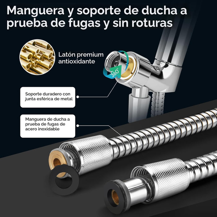 Cobbe Cabezal de ducha de 9 funciones con rociador eléctrico integrado - Quierox - Tienda Online