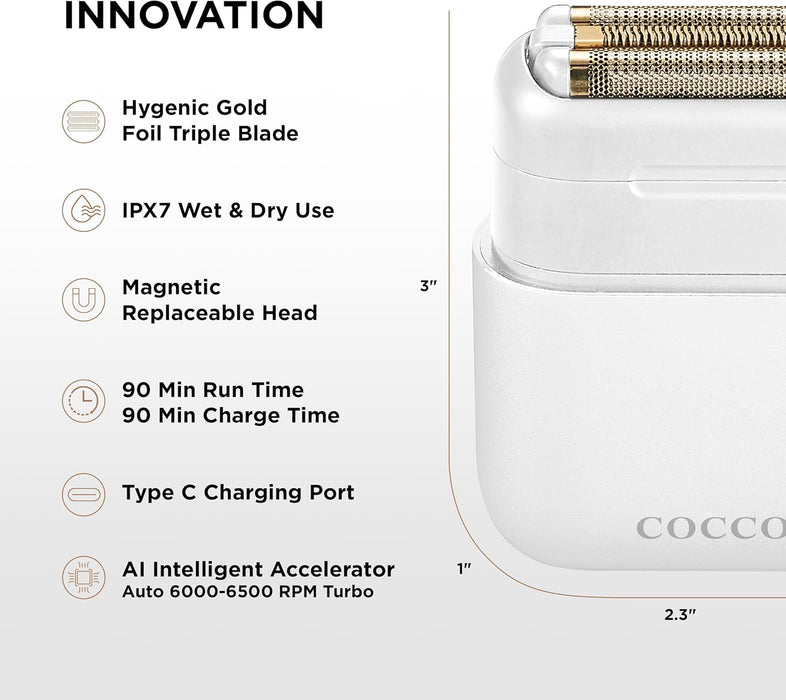 COCCO IMPACTO - Afeitadora higiénica, triple hoja de lámina dorada, blanco, uso húmedo y seco - Quierox - Tienda Online