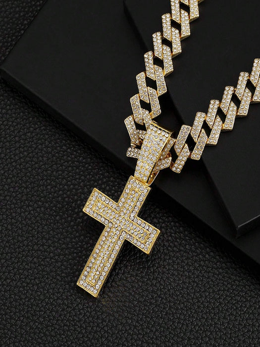 Colgante de cruz de aleación con joyas para hombre, cadena de diamantes, estilo hip hop - Quierox - Tienda Online