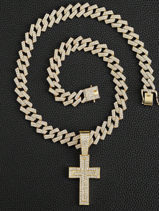 Colgante de cruz de aleación con joyas para hombre, cadena de diamantes, estilo hip hop - Quierox - Tienda Online