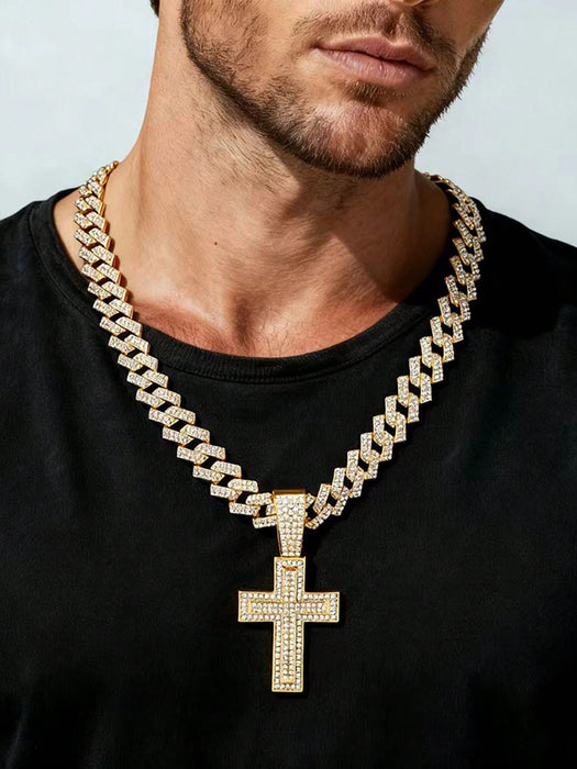 Colgante de cruz de aleación con joyas para hombre, cadena de diamantes, estilo hip hop - Quierox - Tienda Online