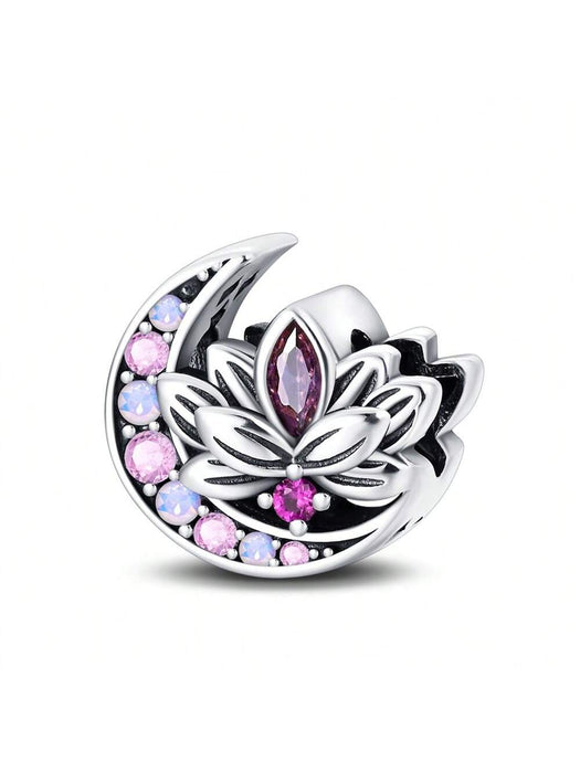 Colgante de loto rosa con circonita incrustada, dije con patrón geométrico - Quierox - Tienda Online