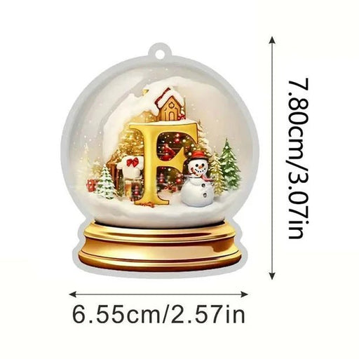 Colgante de muñeco de nieve con bola de cristal de letras - Diseño plano 2D - Quierox - Tienda Online