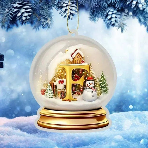 Colgante de muñeco de nieve con bola de cristal de letras - Diseño plano 2D - Quierox - Tienda Online