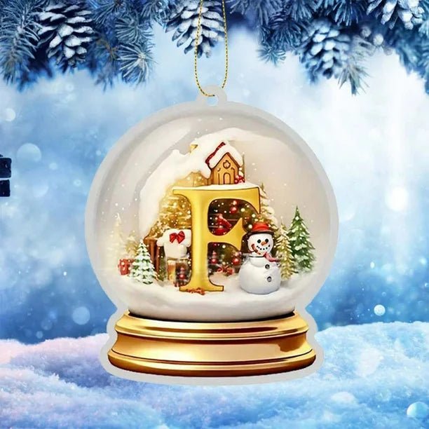 Colgante de muñeco de nieve con bola de cristal de letras - Diseño plano 2D - Quierox - Tienda Online