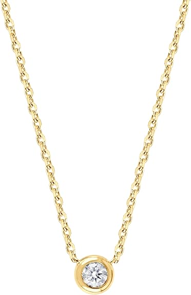 Colgante solitario de diamantes redondos, joyería fina para mujer, Caja de regalo incluida - Quierox - Tienda Online