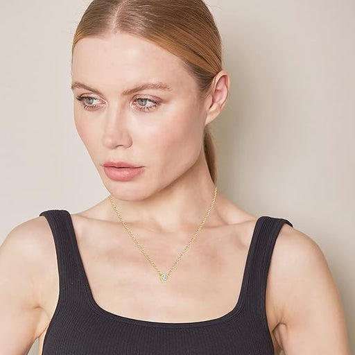 Colgante solitario de diamantes redondos, joyería fina para mujer, Caja de regalo incluida - Quierox - Tienda Online