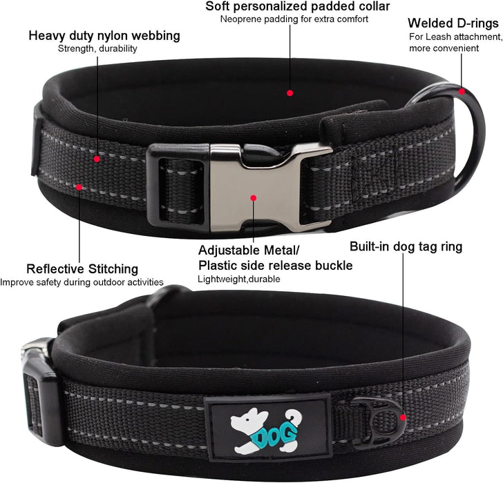 Collar acolchado de nailon para perro, suave, ajustable, M - Quierox - Tienda Online