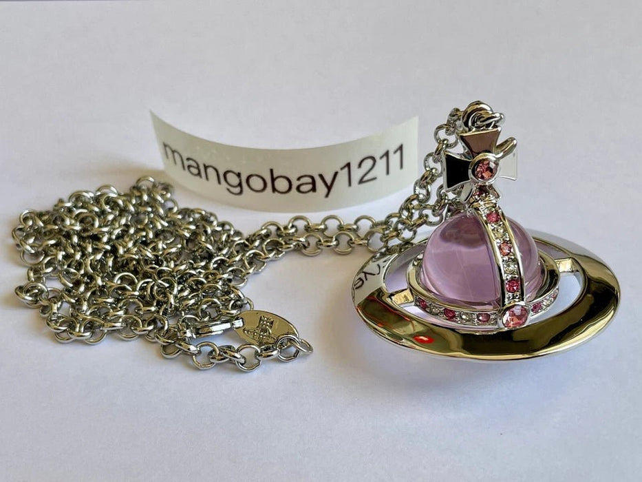 Collar Colgante Vivienne Westwood Plata Rosa 3D Orbe Grande - Quierox - Tienda Online