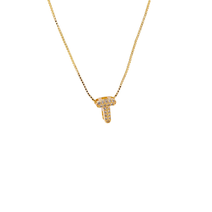 Collar con colgante de circonita cúbica con forma de burbuja, globo, con inicial de letra personalizada - Quierox - Tienda Online