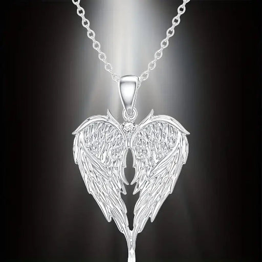 Collar con colgante de corazón y alas de ángel - Quierox - Tienda Online