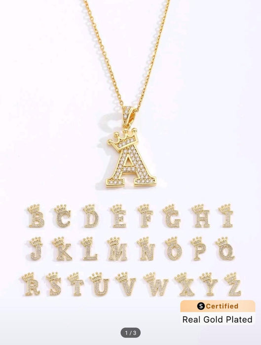 Collar con colgante de corona LETRA Y - Quierox - Tienda Online