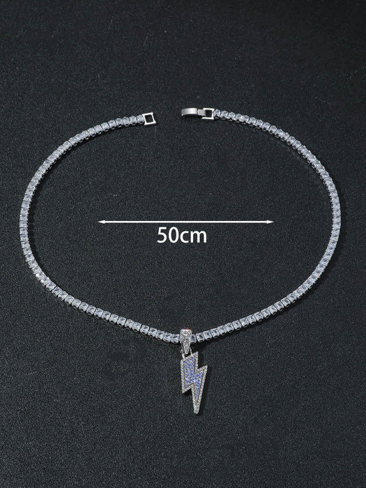 Collar con colgante de diamante brillante y relámpago para hombre. Elegante minimalista - Quierox - Tienda Online