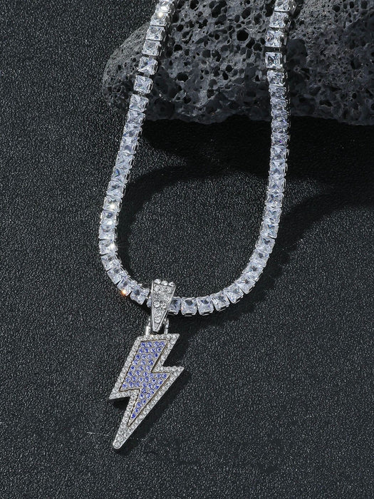 Collar con colgante de diamante brillante y relámpago para hombre. Elegante minimalista - Quierox - Tienda Online