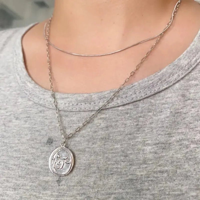 Collar con colgante de doble capa para hombre y mujer, accesorio de moda - Quierox - Tienda Online