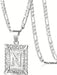 Collar con colgante de letra inicial unisex, monograma cuadrado en mayúsculas - Quierox - Tienda Online