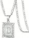 Collar con colgante de letra inicial unisex, monograma cuadrado en mayúsculas - Quierox - Tienda Online