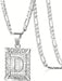 Collar con colgante de letra inicial unisex, monograma cuadrado en mayúsculas - Quierox - Tienda Online