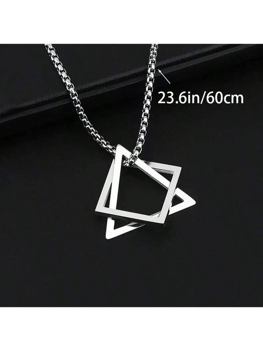 Collar con colgante de moda para hombre en forma triangular y cuadrada - Quierox - Tienda Online