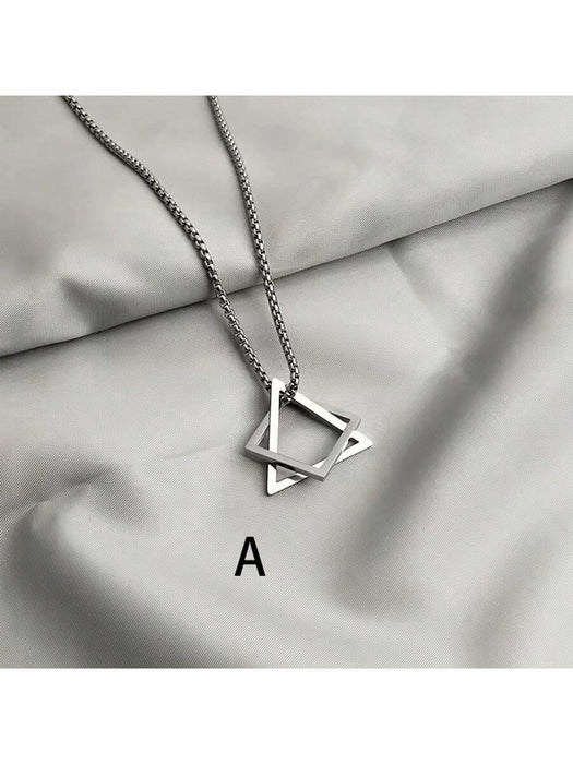 Collar con colgante de moda para hombre en forma triangular y cuadrada - Quierox - Tienda Online