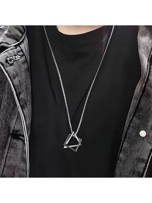 Collar con colgante de moda para hombre en forma triangular y cuadrada - Quierox - Tienda Online