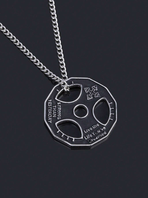 Collar con colgante redondo con estampado de letras de aleación, para hombres - Quierox - Tienda Online