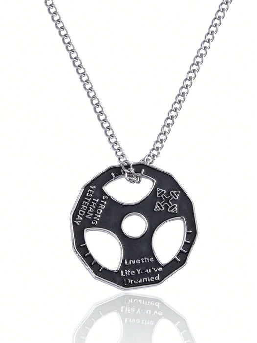 Collar con colgante redondo con estampado de letras de aleación, para hombres - Quierox - Tienda Online