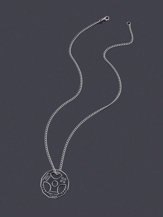 Collar con colgante redondo con estampado de letras de aleación, para hombres - Quierox - Tienda Online