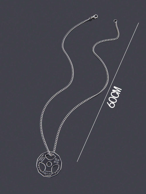 Collar con colgante redondo con estampado de letras de aleación, para hombres - Quierox - Tienda Online