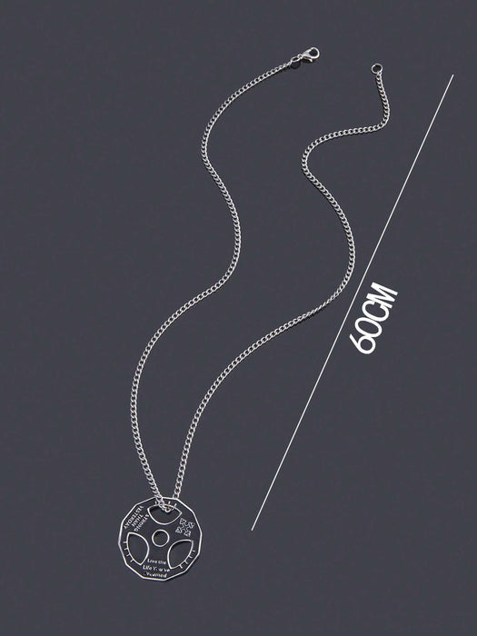 Collar con colgante redondo con estampado de letras de aleación, para hombres - Quierox - Tienda Online