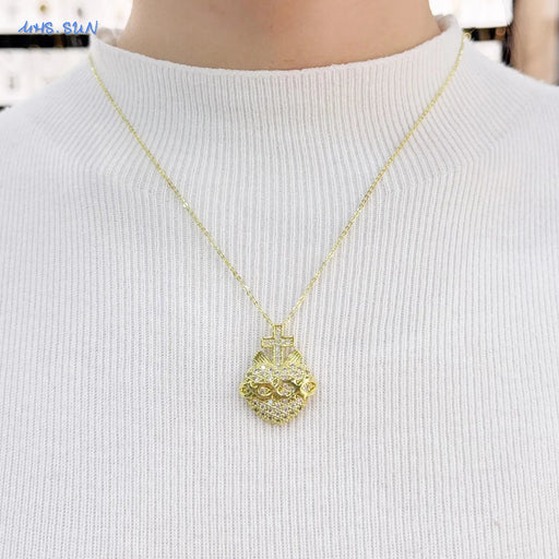 Collar con colgante religioso del Sagrado Corazón con circonita cúbica para mujer - Quierox - Tienda Online