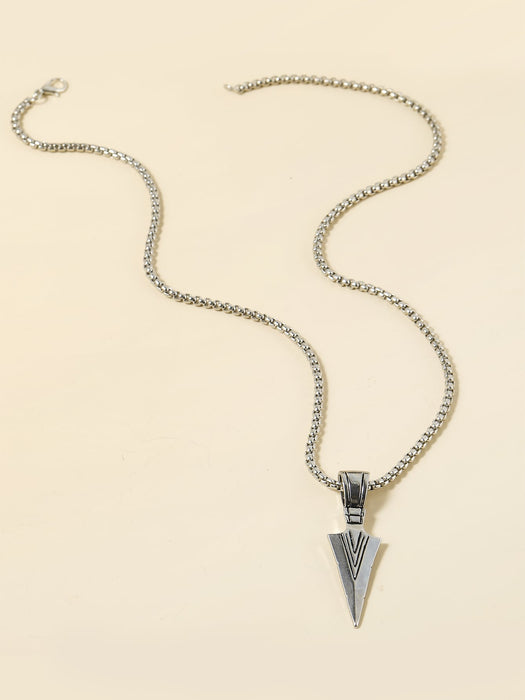Collar con dije de punta de lanza triangular de metal para hombre, moderno y popular - Quierox - Tienda Online