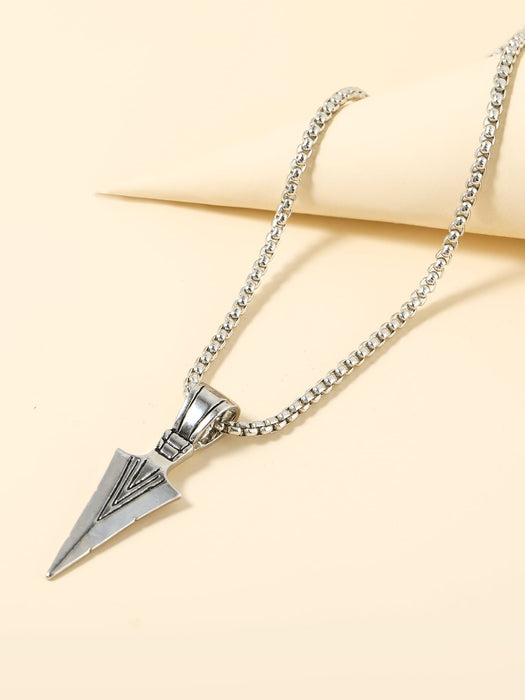 Collar con dije de punta de lanza triangular de metal para hombre, moderno y popular - Quierox - Tienda Online