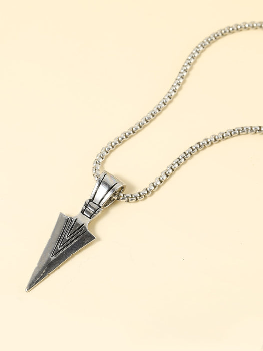 Collar con dije de punta de lanza triangular de metal para hombre, moderno y popular - Quierox - Tienda Online