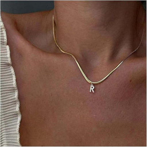 Collar con inicial de letra de circón con incrustaciones para mujer - Quierox - Tienda Online
