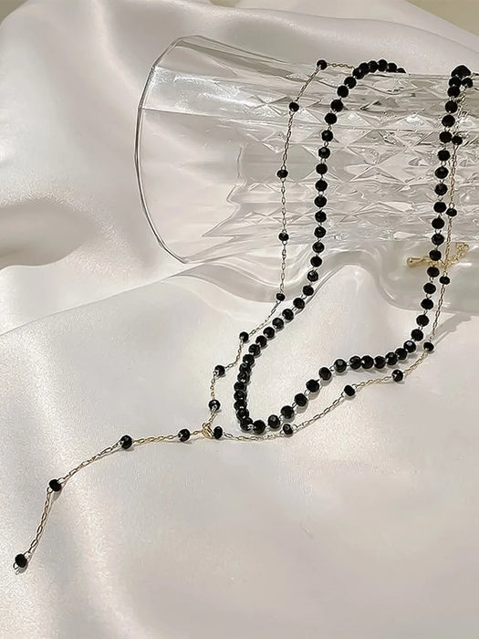 Collar con lazo en forma de Y con decoración de cuentas - Quierox - Tienda Online