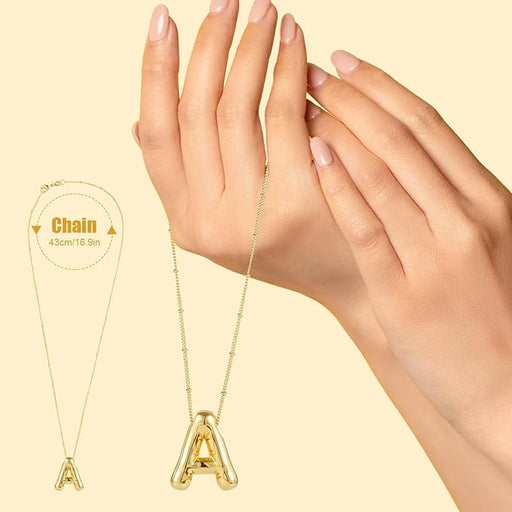 Collar con letra de burbuja, colgante personalizado con inicial - Quierox - Tienda Online