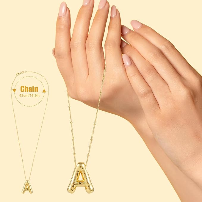 Collar con letra de burbuja, colgante personalizado con inicial - Quierox - Tienda Online