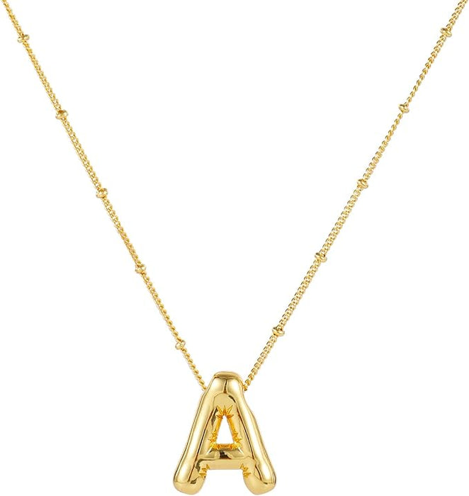 Collar con letra de burbuja, colgante personalizado con inicial - Quierox - Tienda Online