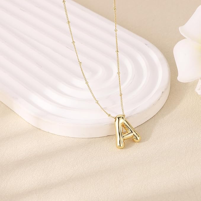 Collar con letra de burbuja, colgante personalizado con inicial - Quierox - Tienda Online
