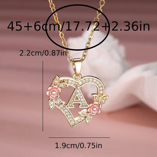 Collar de collar de corazón de zirconia sintética blanca elegante para mujer letra C - Quierox - Tienda Online