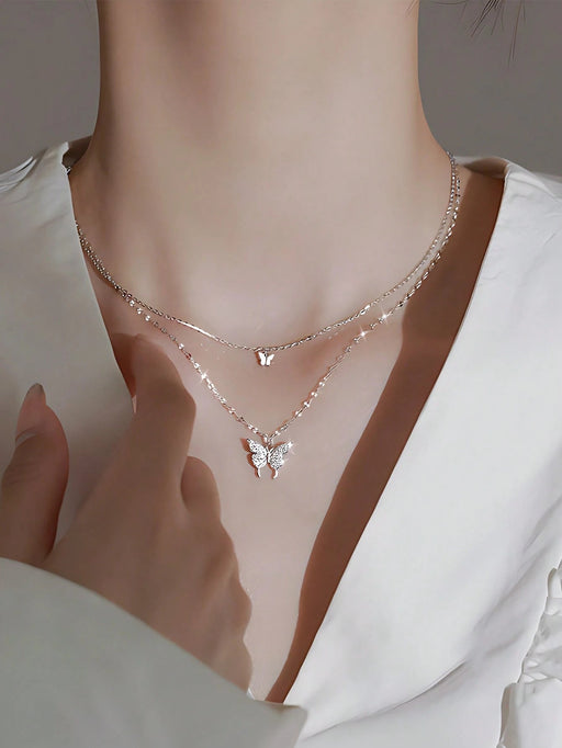 Collar de mariposa diseño de doble capa para resaltar la figura delgada - Quierox - Tienda Online