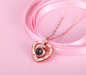 Collar de proyección con colgante de corazón de amor con caja de regalo con rosa - Quierox - Tienda Online
