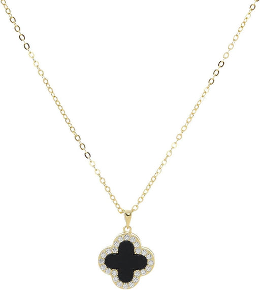 Collar de serie de trébol de cuatro hojas negro y dorado - Quierox - Tienda Online